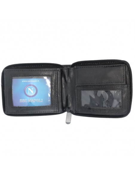 LEATHER BLACK WALLET LOGO SSC NAPOLI