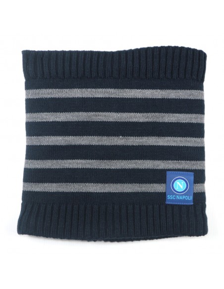 SSC NAPOLI BLUE WOOL WITH GREY STRIPES NECKWARMER