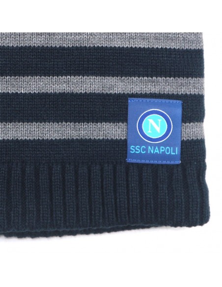 SSC NAPOLI BLUE WOOL WITH GREY STRIPES NECKWARMER