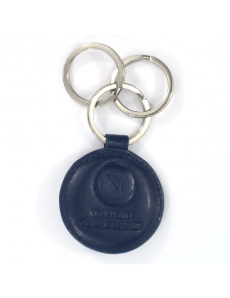 PORTACHIAVI TONDO TRE ANELLI IN PELLE BLU SSC NAPOLI