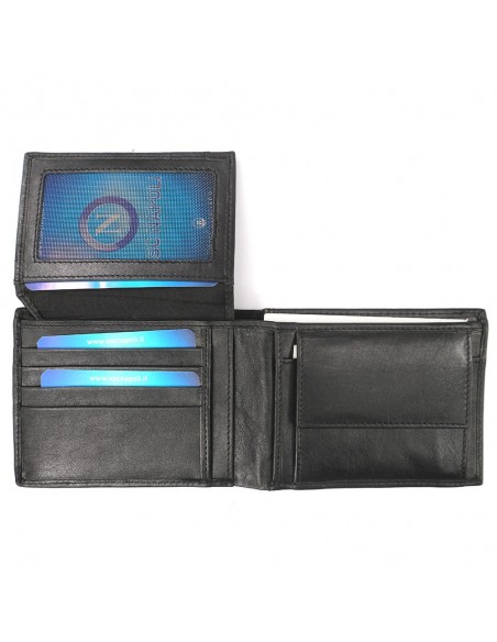 LEATHER BLACK CASUAL WALLET SSC NAPOLI
