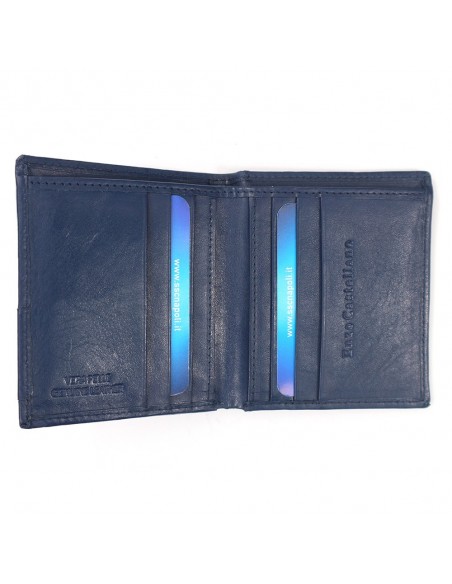 LEATHER BLUE POCKET WALLET SSC NAPOLI