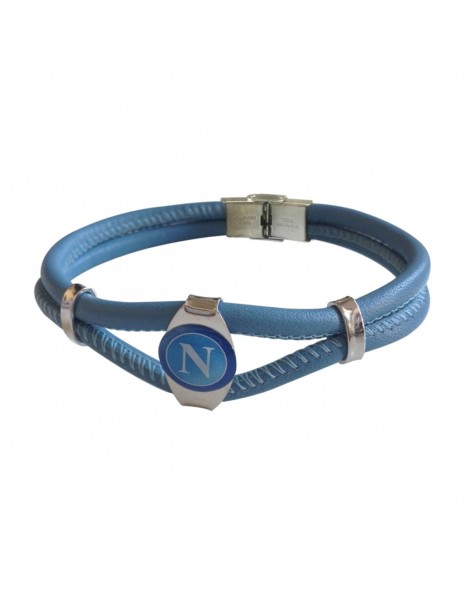 BRACCIALE IN PELLE DOPPIO LACCIO CON LOGO NAPOLI