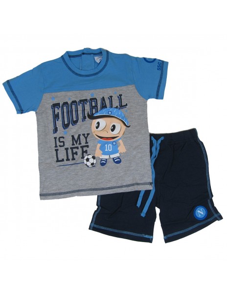 COMPLETO BAMBINO T-SHIRT E BERMUDA CELESTE N9050