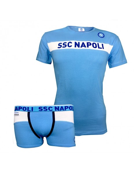 SSC NAPOLI LIGHT BLUE UNDERWEAR SHIRT AND BOXER KID SET