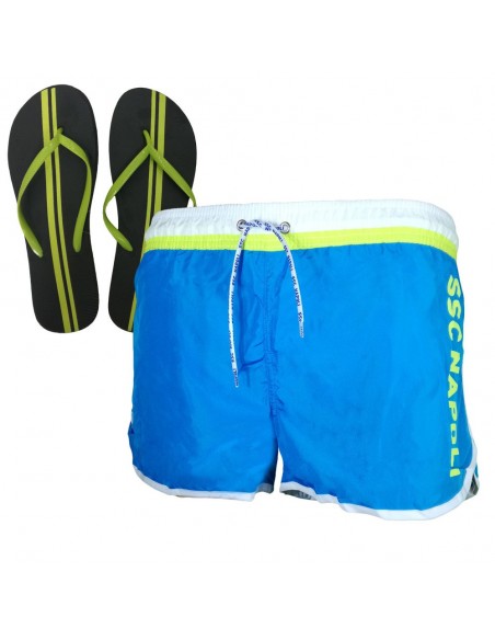 COSTUME AZZURRO/GIALLO BEACH PANT CON INFRADITO BAMBINO SSC NAPOLI