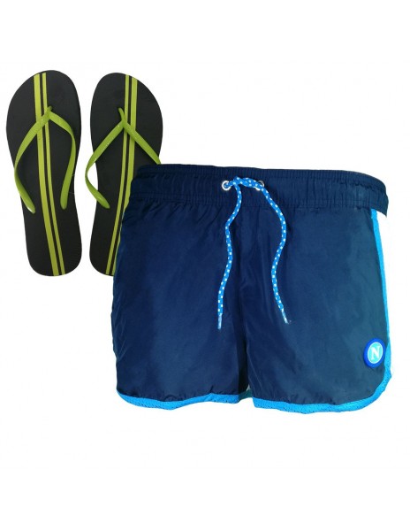 SWIMSUIT BEACH PANT BLUE AND FLIP FLOPS KID