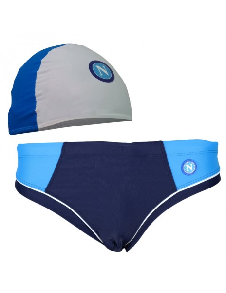 COSTUME BLU SLIP LYCRA CON CUFFIA SSC NAPOLI