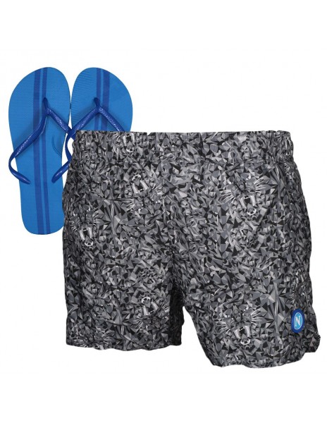 SWIMSUIT BEACH PANT ALLOVER GREY AND FLIP FLOPS ALLOVER
