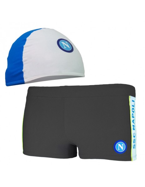 SSC NAPOLI SWIMSUIT AND CAP GREY KID