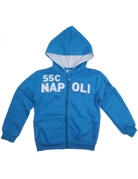 FELPA CON CAPPUCCIO FULL ZIP AZZURRA BAMBINO SSC NAPOLI