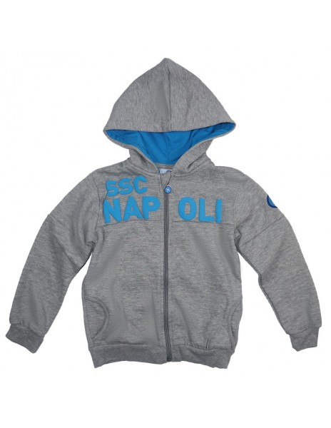 FELPA CON CAPPUCCIO FULL ZIP GRIGIA BAMBINO SSC NAPOLI