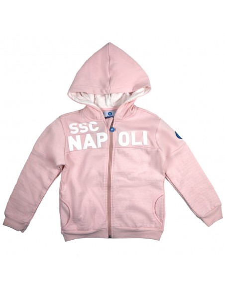 FELPA CON CAPPUCCIO FULL ZIP ROSA BAMBINO SSC NAPOLI