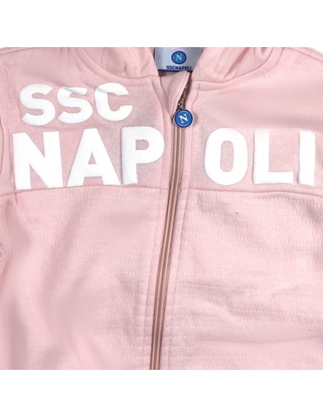 FELPA CON CAPPUCCIO FULL ZIP ROSA BAMBINO SSC NAPOLI