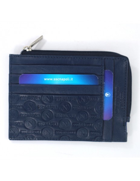 LEATHER BLUE WALLET LOGO SSC NAPOLI