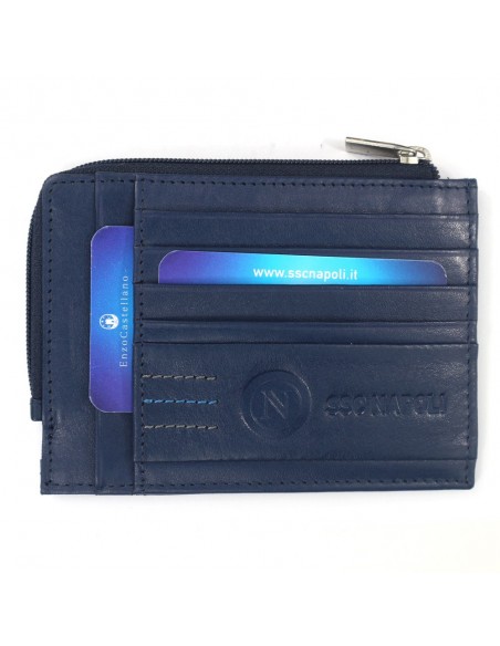 LEATHER BLUE WALLET LOGO SSC NAPOLI