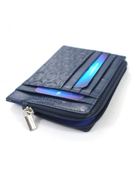 LEATHER BLUE WALLET LOGO SSC NAPOLI