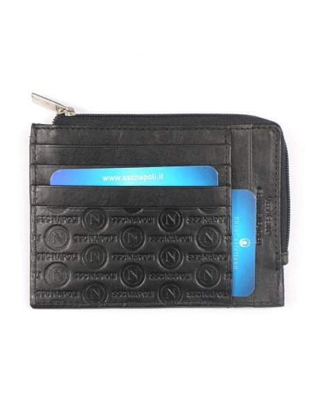 LEATHER BLACK WALLET LOGO SSC NAPOLI