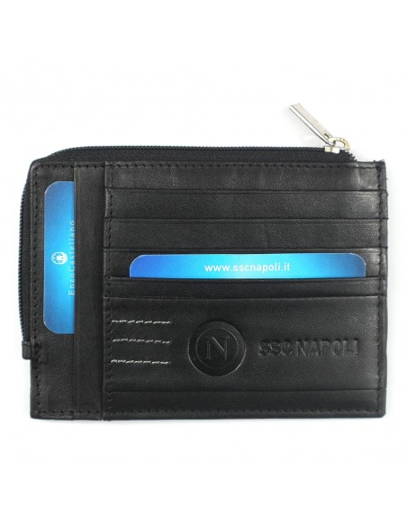 LEATHER BLACK WALLET LOGO SSC NAPOLI