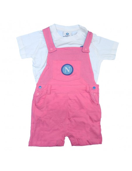 SSC NAPOLI BABY PINK OVERALLS WITH T-SHIRT