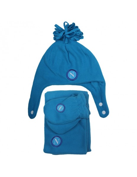 SET CAPPELLINO SCIARPA GUANTI PILE AZZURRO SSC NAPOLI