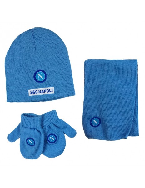 SET CAPPELLINO, SCIARPA E GUANTI AZZURRO SSC NAPOLI