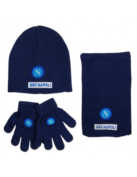 SET CAPPELLINO, SCIARPA E GUANTI BLU SSC NAPOLI