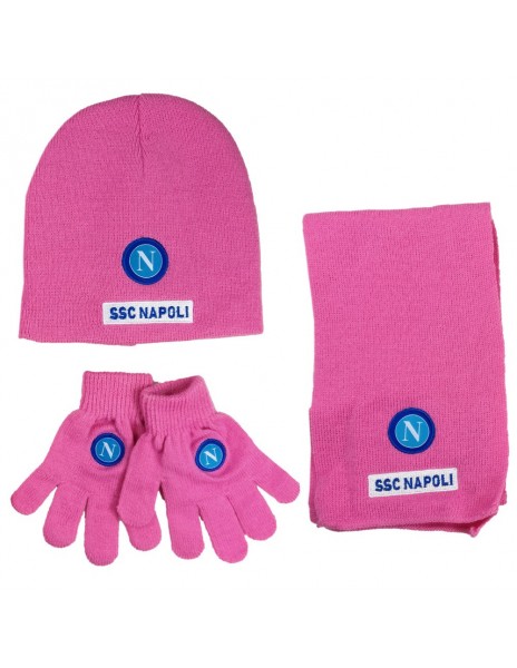 SET CAPPELLINO, SCIARPA E GUANTI ROSA SSC NAPOLI