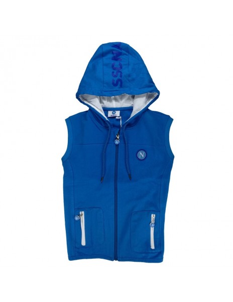 SSC NAPOLI LIGHT BLUE KIDS HOODED SLEEVELESS