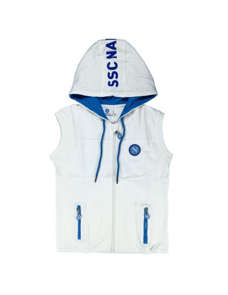 SSC NAPOLI WHITE KIDS HOODED SLEEVELESS