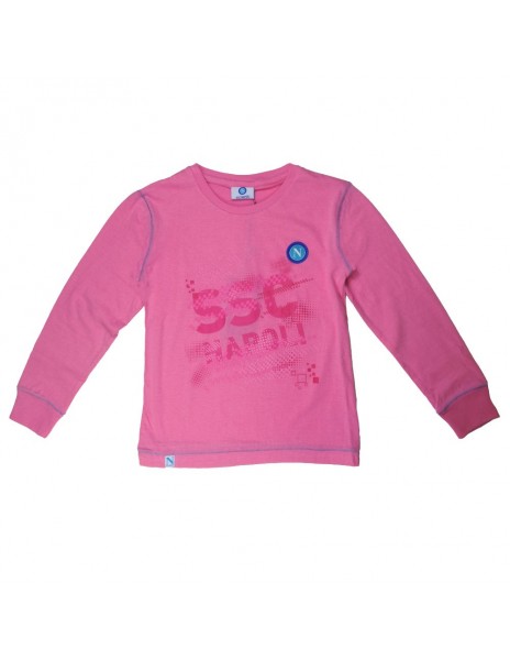 T-SHIRT ROSA SCRITTA SSC NAPOLI BAMBINA