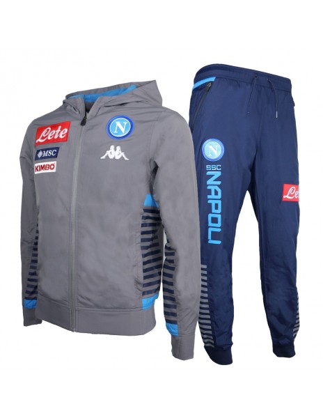 SSC NAPOLI ACETATE HOODED GRAY TRACKSUIT BAMBINO 19/20