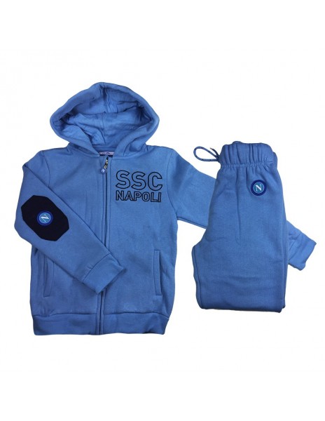 SSC NAPOLI LIGHT BLUE HOODED TRACKSUIT KID