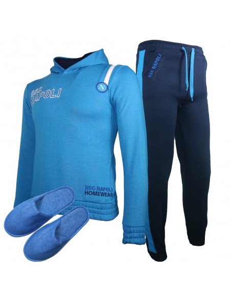 TUTA CON CAPPUCCIO HOMEWEAR AZZURRA BAMBINO SSC NAPOLI