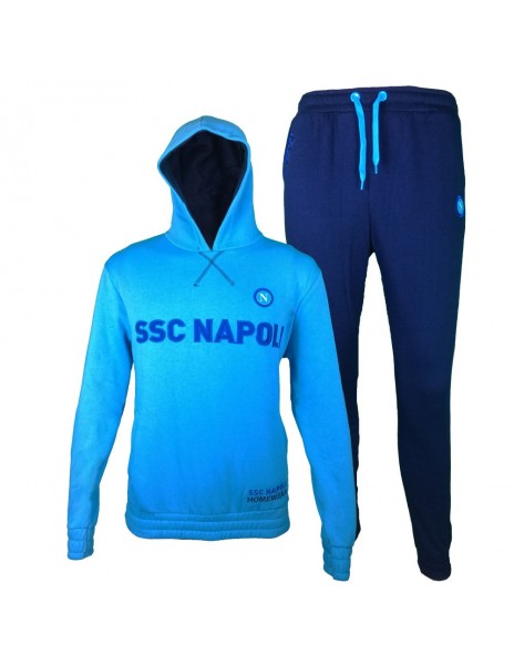 TUTA FELPATA AZZURRA CON CAPPUCCIO BAMBINO HOMEWEAR SSC NAPOLI