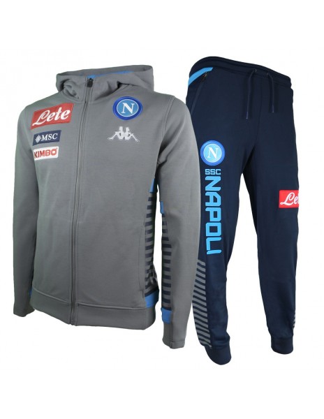 TUTA FELPATA CON CAPPUCCIO GRIGIA BAMBINO SSC NAPOLI 19/20