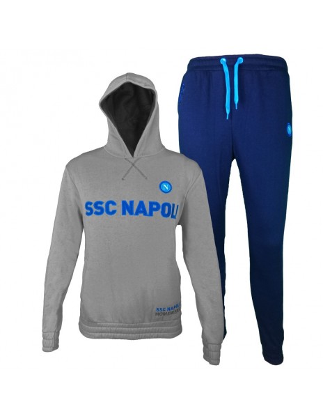 TUTA FELPATA GRIGIA CON CAPPUCCIO BAMBINO HOMEWEAR SSC NAPOLI