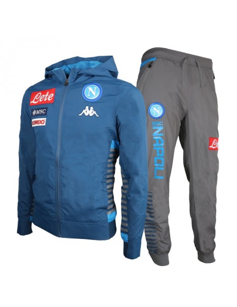 TUTA RAPPRESENTANZA PRO CON CAPPUCCIO BLU SSC NAPOLI BAMBINO 19/20