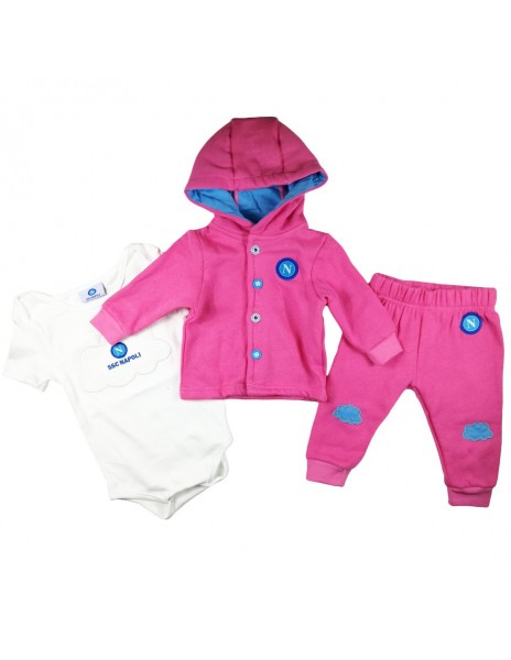 TUTA ROSA CON CAPPUCCIO E BODY NEONATA SSC NAPOLI