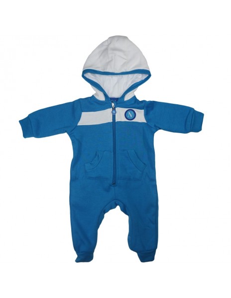 LIGHT BLUE FLEECE ROMPER WITH HAT SSC NAPOLI