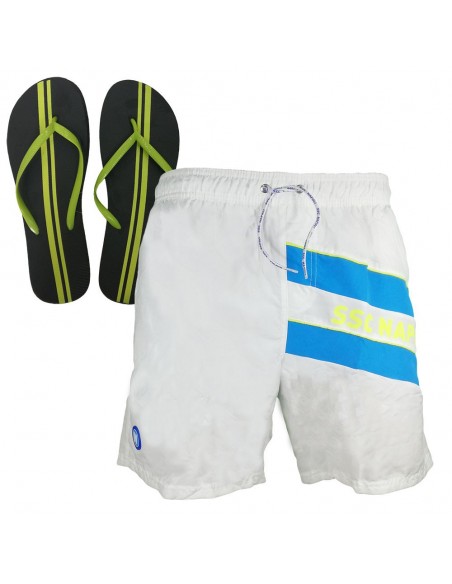 SWIMSUIT BERMUDA WHITE AND FLIP FLOPS KID