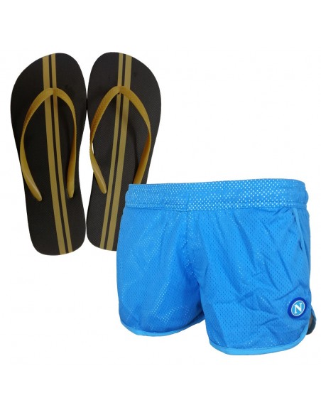 LIGHT BLUE KID SWIMSUIT AND FLIP FLOPS SET SSC NAPOLI