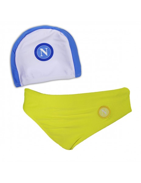 SET COSTUME SLIP E CUFFIA SSC NAPOLI N90117 GIALLO