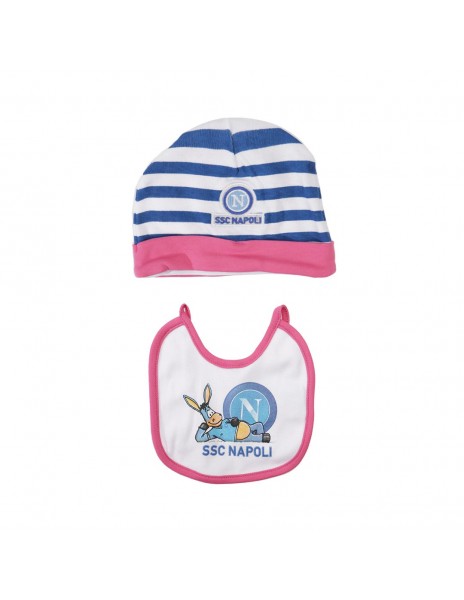 ssc napoli baby pink cap and bib set  