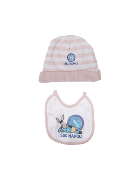 ssc napoli baby pink cap and bib set  