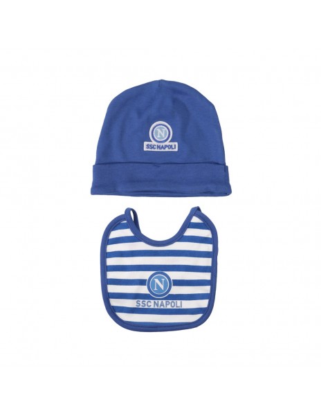 set cappellino e bavetta neonato blu...