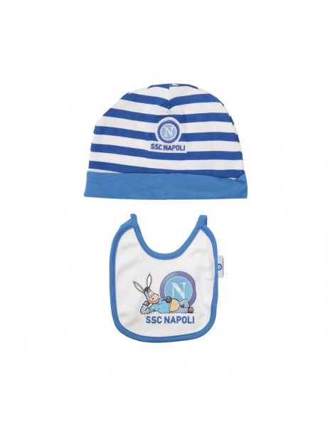 ssc napoli baby blue striped cap and...