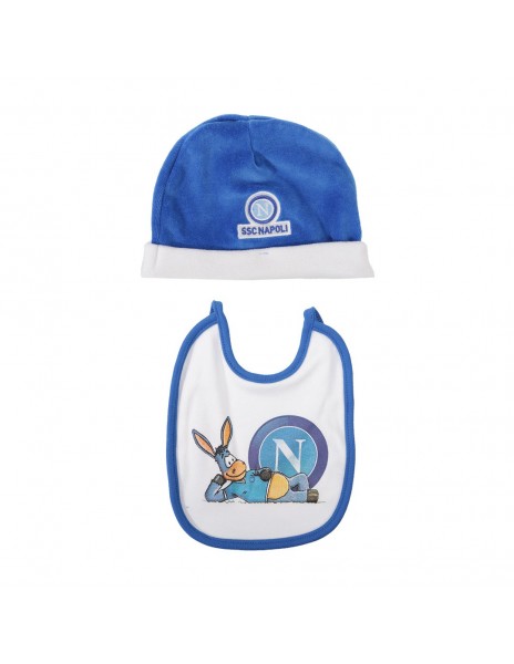 set cappellino e bavetta neonato blu...