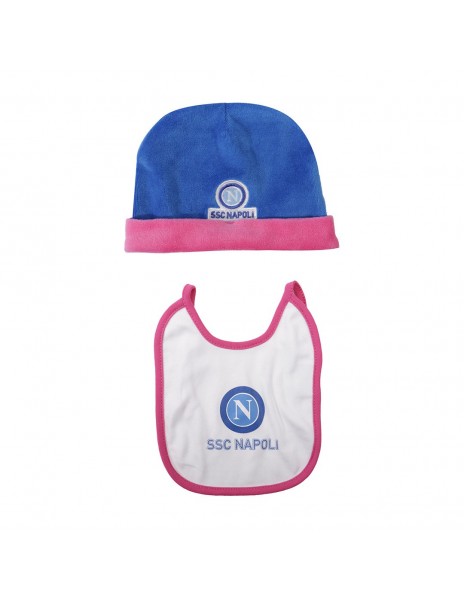set cap and bib baby blue and pink...