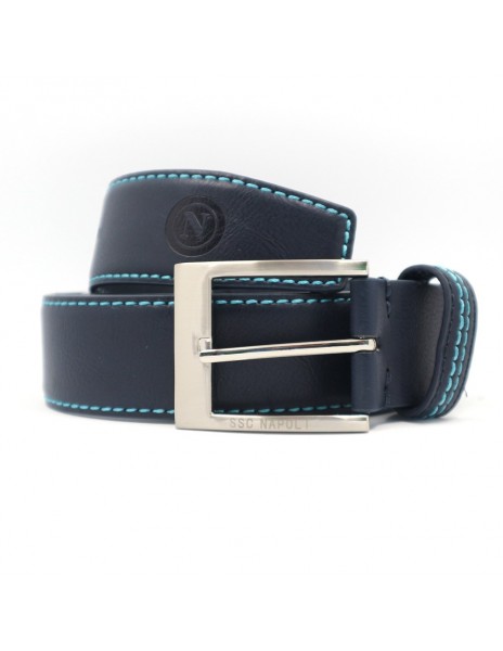 SSC NAPOLI NAVY LEATHER BELT WITH...